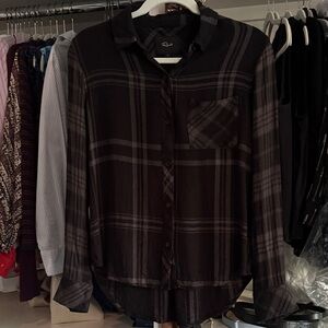 Rails Black and Gray Plaid Button-Up Shirt